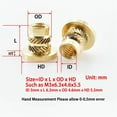 thumbnail image 4 of Brass Hot Melting Insert Knurled Nut Thread Heating Molding Injection Embedment T-type Nuts Electrical M2 M4 M5 M6 M8, 4 of 7