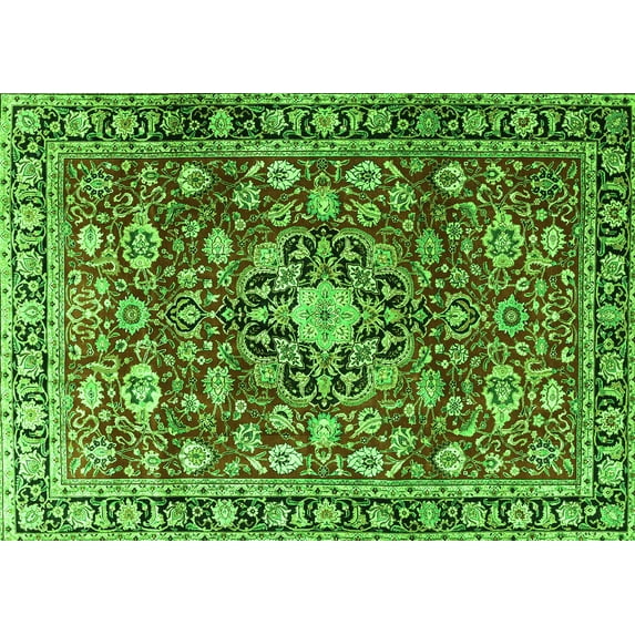 Ahgly Company Indoor Rectangle Persian Green Traditional Area Rugs, 6' x 9'