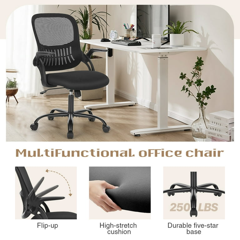 Office Chair, Computer Chair with Flip-up Armrests, Ergonomic Home