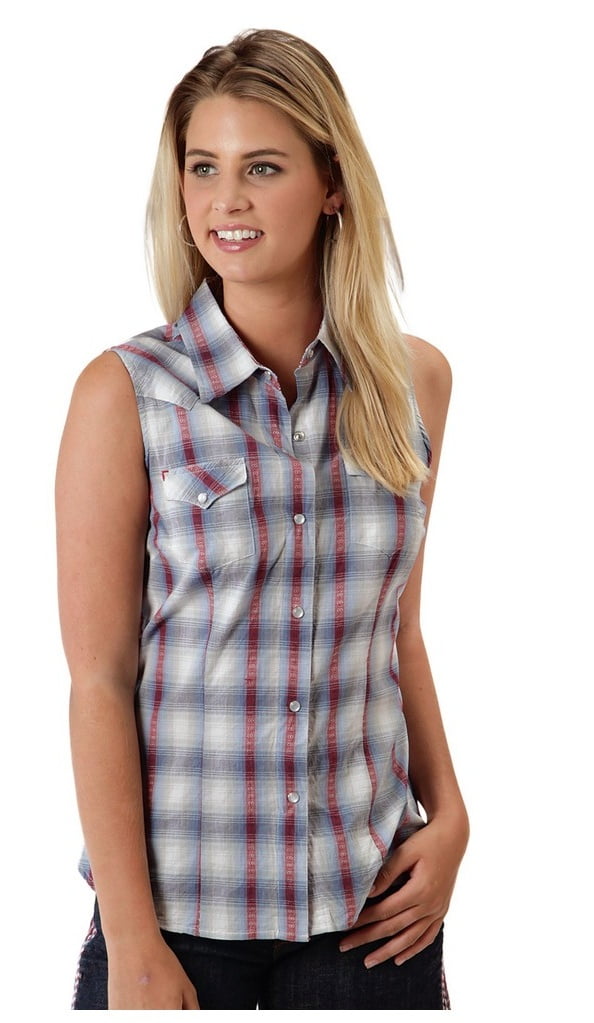 sleeveless western shirt womens