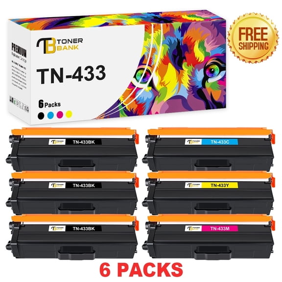 Toner Bank 6-Pack TN433 TN431 TN436 Toner Compatible for Brother TN-433Y HL-L8260CDW L8360CDW L8360CDWT MFC-L8610CDW L8900CD Printer Replacement Toner Ink 3x Black, Cyan, Magenta, Yellow