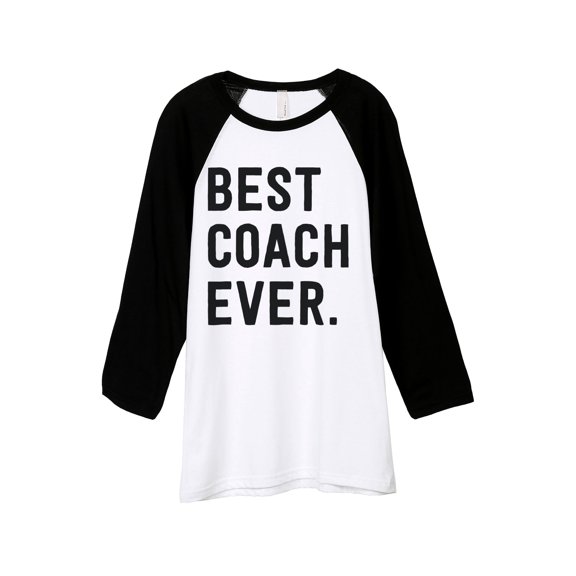 Thread Tank Best Coach Ever Unisex 3/4 Sleeves Baseball Raglan White Black Small