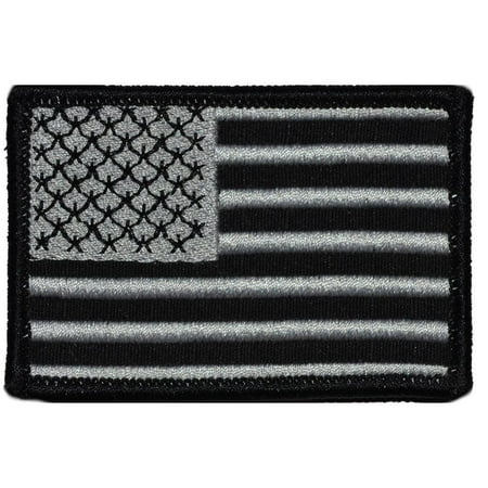 Black USA Flag with Silver Stitching - 2x3 Patch