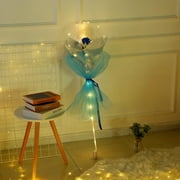 LED Luminous Balloon Rose Bouquet, Light Transparent Balloons with Flower, Ball Fake Roses for DIY Bouquets Wedding Party Gift Home Decoration Valentines Day