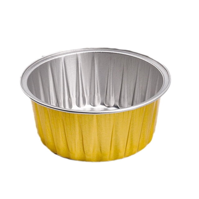 Moules de Cuisson Réutilisables en Papier D\'aluminium, 10 Pcs, Moules Ronds en Étain pour Pouding et Gâteaux, Contenants en Papier d'Aluminium Résistants à la Chaleur pour Cupcakes, Muffins, Desserts