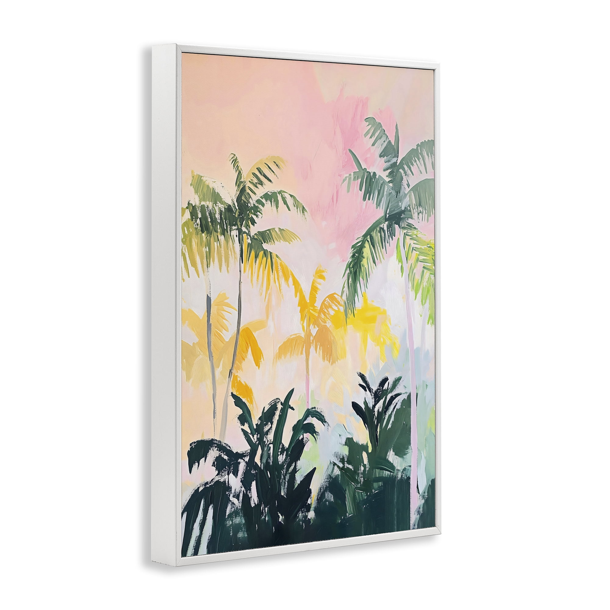 Stupell Industries Pastel Palms in Morning Glow White Framed Giclee Art, design by The Prints Vibe