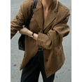 thumbnail image 3 of Vestes en Daim Amples Vintage pour Femmes 2024 Mode Dames Oversize Marron Faux Cuir, 3 of 6