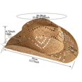 thumbnail image 3 of RUINIXCW Straw Cowboy Hats for Women Woven Cowgirl Hat with Shapeable Brim Unisex Hollow Out Woven Roll Up Summer Beach Sun Hat, 3 of 8