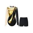 thumbnail image 2 of Raenseen Women Metallic Gymnastic Leotard With Shorts Ballet Dance Bodysuit Ballerina Dancewear Gold XXL, 2 of 9