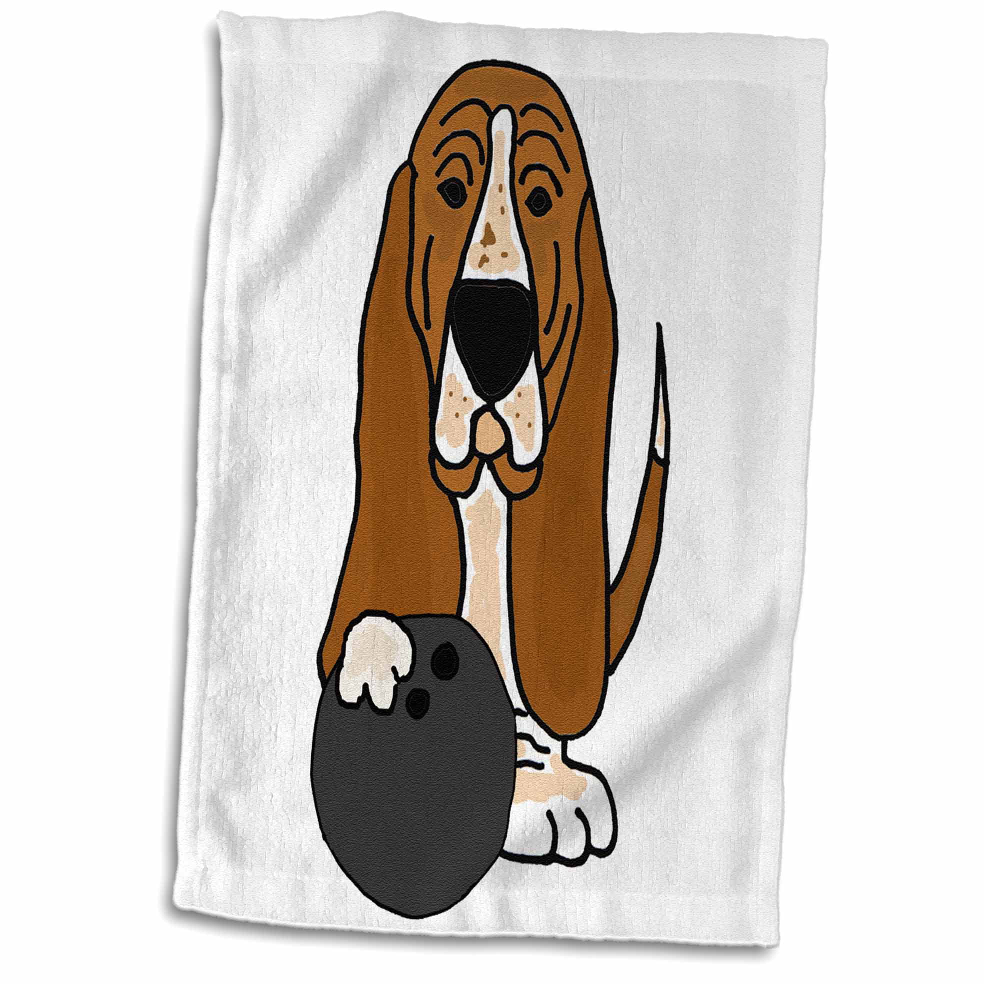 3dRose Cute Funny Basset Hound Dog Bowling Cartoon - Towel, 15 by 22-inch -  