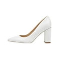 thumbnail image 2 of Marc Fisher Womens Viviene Leather Pointed Toe Pumps White 6.5 Medium (B,M), 2 of 3