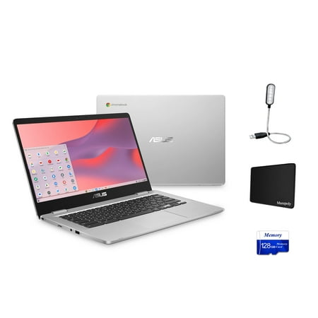 ASUS C424MA Chromebook, 14" FHD (1920 x 1080) LCD Display, Intel Celeron N4020, 4GB RAM, 64GB eMMC, Chrome OS, Bluetooth, Silver + Mazepoly Accessories