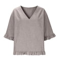 thumbnail image 5 of Summer Sales Womens Summer Tops Cute Lightweight Cotton‑Linen 3/4 Sleeve Summer Casual Blouse Oversized Tshirts for Women Under 12$, 5 of 7