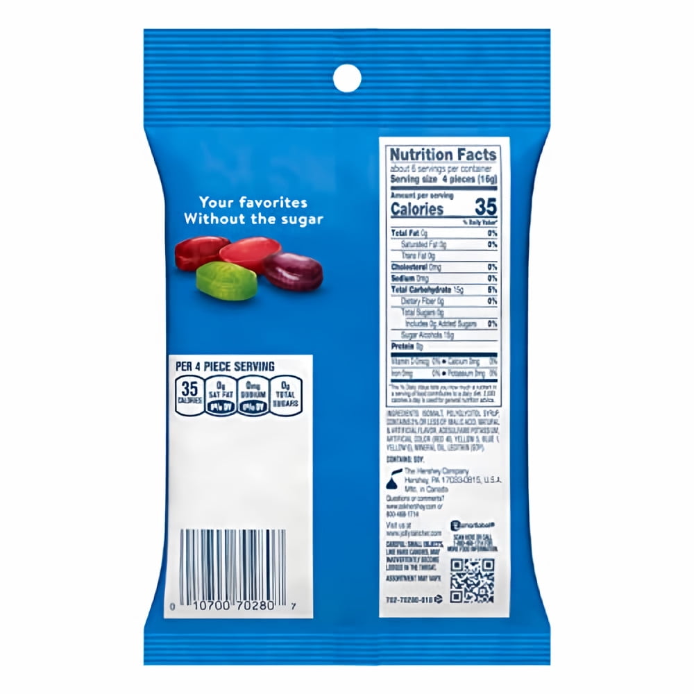 JOLLY RANCHER Sugar Free Hard Candy in Assorted Fruit Flavors 3.6oz (Pack of 5)