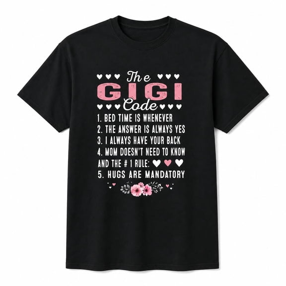 The Gigi Code Graphic T-Shirt, Funny Grandma Heart Tee, Unisex Classic Fit