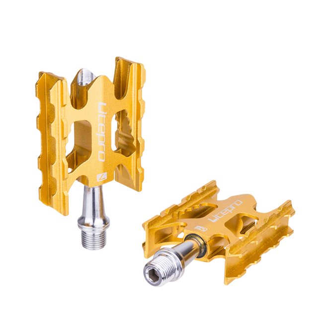 Ztto 1 par de aleaciones de aleación Pedal plano Pedal Sólido 32 Puntos de ciclismo Pedales de bicicleta de montaña Piezas de ciclo reemplazables Ajuste Amarillo Inevent OD002858-01B