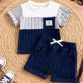 thumbnail image 2 of kpoplk Toddler Boys Summer Clothes Kids Dinosaur Outfit Short Sleeve T Shirt Shorts Sets 6 12 18 24 Months 2T 3T 4T(Blue,2-3 Y), 2 of 7