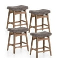 thumbnail image 4 of Summit Living 24 inch Wooden Counter Stool Set of 4, Backless Saddle Linen Bar Stool for Kitchen, Gray, 4 of 10