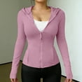 thumbnail image 5 of Nmnitkp Women's UPF 50+ Rash Guard Sun Protection Hoodie Jacket, Full Zip Up Long Sleeve UV Shirt with Thumbholes & Ponytail Hole, Cooling Quick Dry Sun Top for Hiking Running Pink,XL, 5 of 7