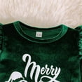 thumbnail image 5 of Atogsazn 3PCS Baby Girl Christmas Outfits Infant Velvet Romper and Flare Leg Pants with Hat Winter Warm Clothes Green 1-2 Years, 5 of 9