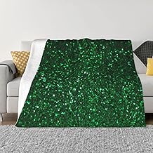 Green Sequin Sparkle Blankets for Couch Soft Fleece Throw Blanket Luxury Flannel Lap Blanket Gifts Lightweight Air Conditioning Blankets Fuzzy Cozy Throws for All Seasons 50x60 inch