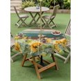 thumbnail image 4 of Outdoor Tablecloth with Umbrella Hole for Patio/Picnic/Party/Camping, Sunflower Waterproof Table Cloth Round Cover Washable, Summer Eucalyptus Botanical Floral Teal Brown Wood (Dia 60"), 4 of 8