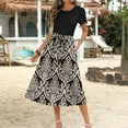 thumbnail image 4 of Ovzne Robes d'Été pour Femmes Robe de Mode pour Dames Robe à Manches Courtes Col Rond Robes Imprimées avec Poche Robe d'Été à Manches Courtes en Liquidation, 4 of 6