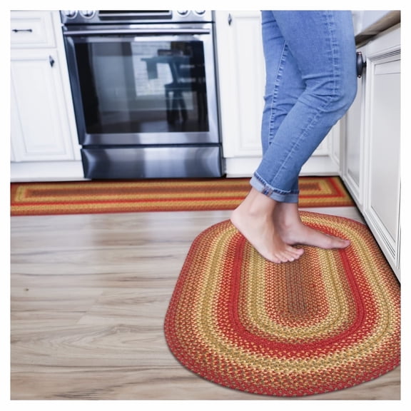 Homespice 2x3 Cider Barn Red Braided Rug - Perfect Rustic Decor for Kitchen and Country Entryway