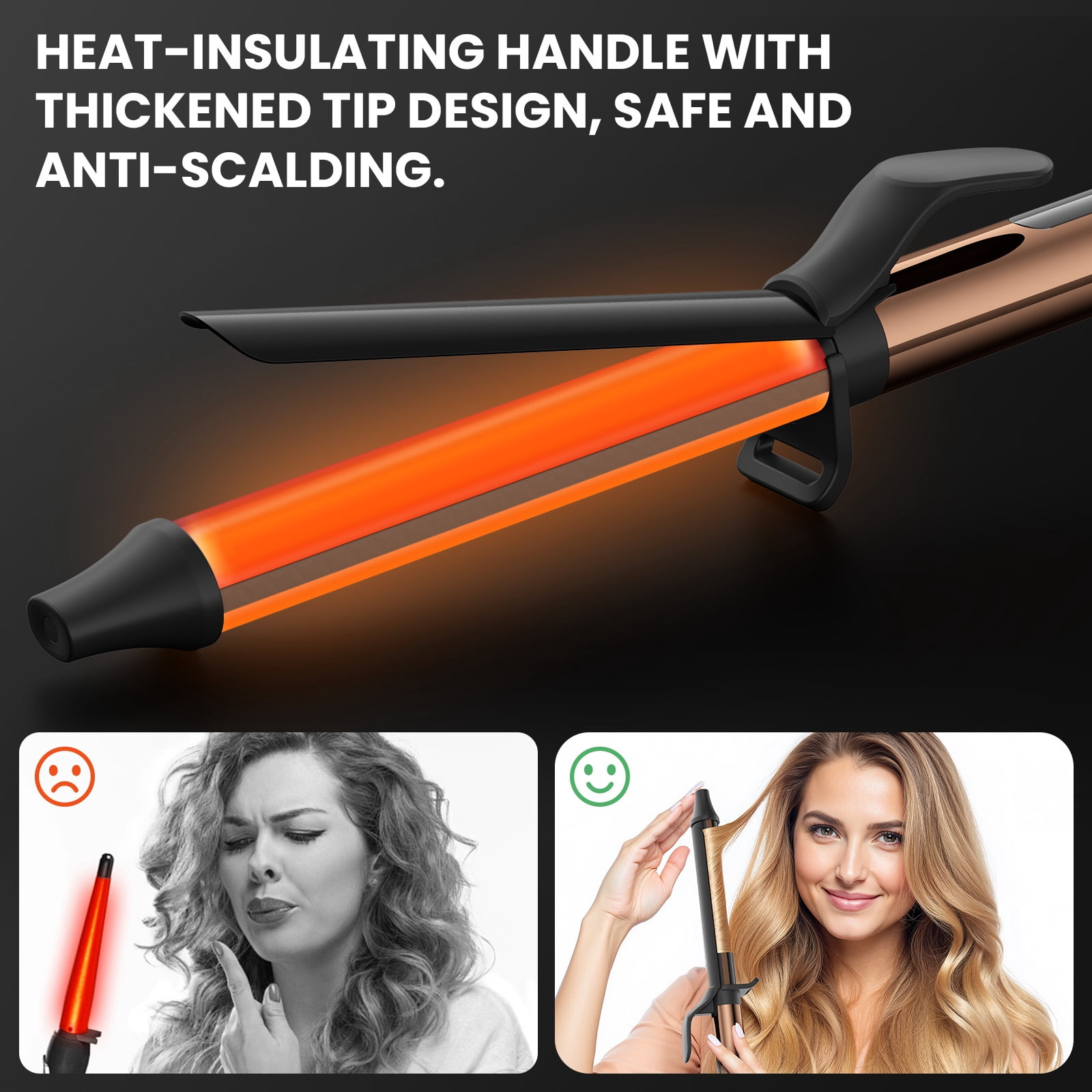 1.25 inch Professional Curling Iron, Long Barrel Curling Wand, Ceramic Hair Curler with 8 Heat Settings, 30s Fast Heat-up, Dual Voltage for Global Travel, Suitable for All Hair Types