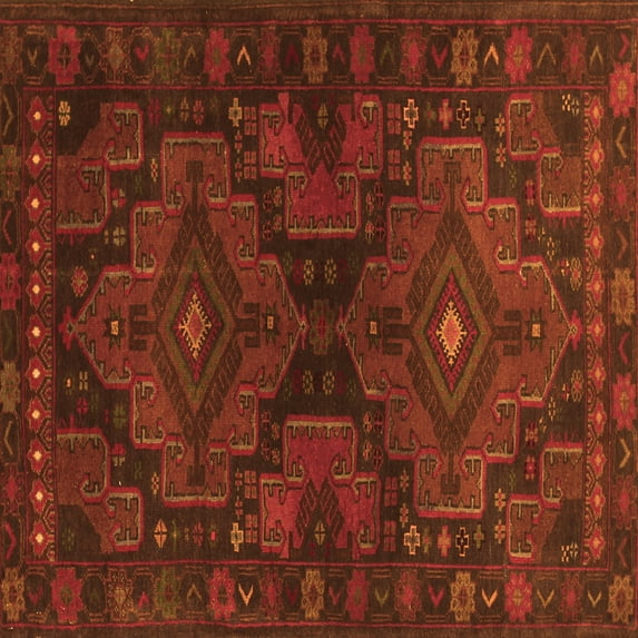 Ahgly Company Indoor Square Abstract Orange Contemporary Area Rugs, 6' Square