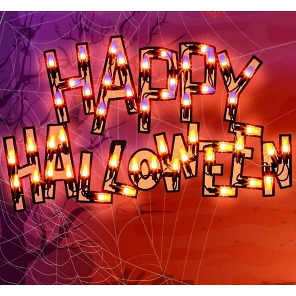 17" Halloween Decorations Window Silhouette Holiday Displays, Light Up Halloween Window Lights, Happy Halloween for Party Home Tabletop Halloween Ornamet (Happy Halloween)