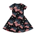 thumbnail image 5 of CCRFTGI Short Sleeve Dresses for Child Girls Size 8 Casual 250 Anniversary USA Flag Summer A Line Swing Skater Dress Cute American Flag Stars Dresses Holiday Girls Fashion Black 7-8 Years, 5 of 6