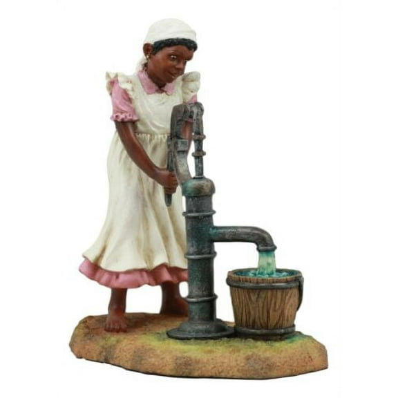 Ebros Vintage Black Americana History African American Girl Pumping Water Statue