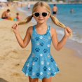 thumbnail image 3 of Tutolipy Bathing Suit, Dog Paw Bone Pattern One Piece Bathing Suit with Skirt, Built in Shorts Breathable Girls One Piece Swimsuit with Skirt for Beach Size 3-4 Years, 3 of 8
