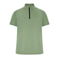 thumbnail image 4 of Sports Fitness Zippered Shirt Stand Up Collar High Elastic Speed Drying Short Sleeved Sleeves Turndown Collar Blouse Shirt(Green,S), 4 of 5