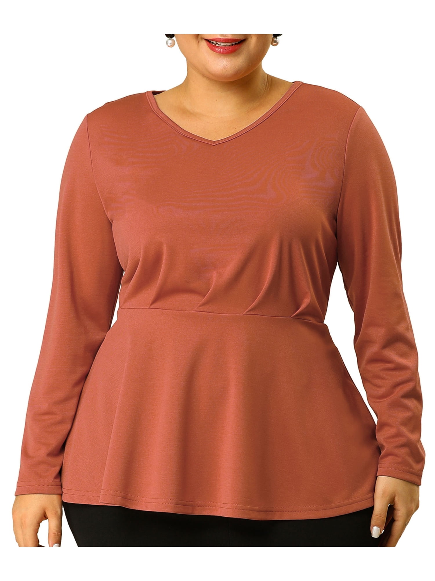 v neck peplum top with sleeves