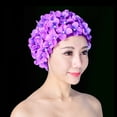thumbnail image 2 of FloreceBien Gorro de baño de Flores 3D Elegante Gorro de baño Hecho a Mano con pétalos de Flores para Mujer Gorro de natación Retro Gorro de natación de Pelo Largo y Corto para Parques acuáticos, 2 of 8