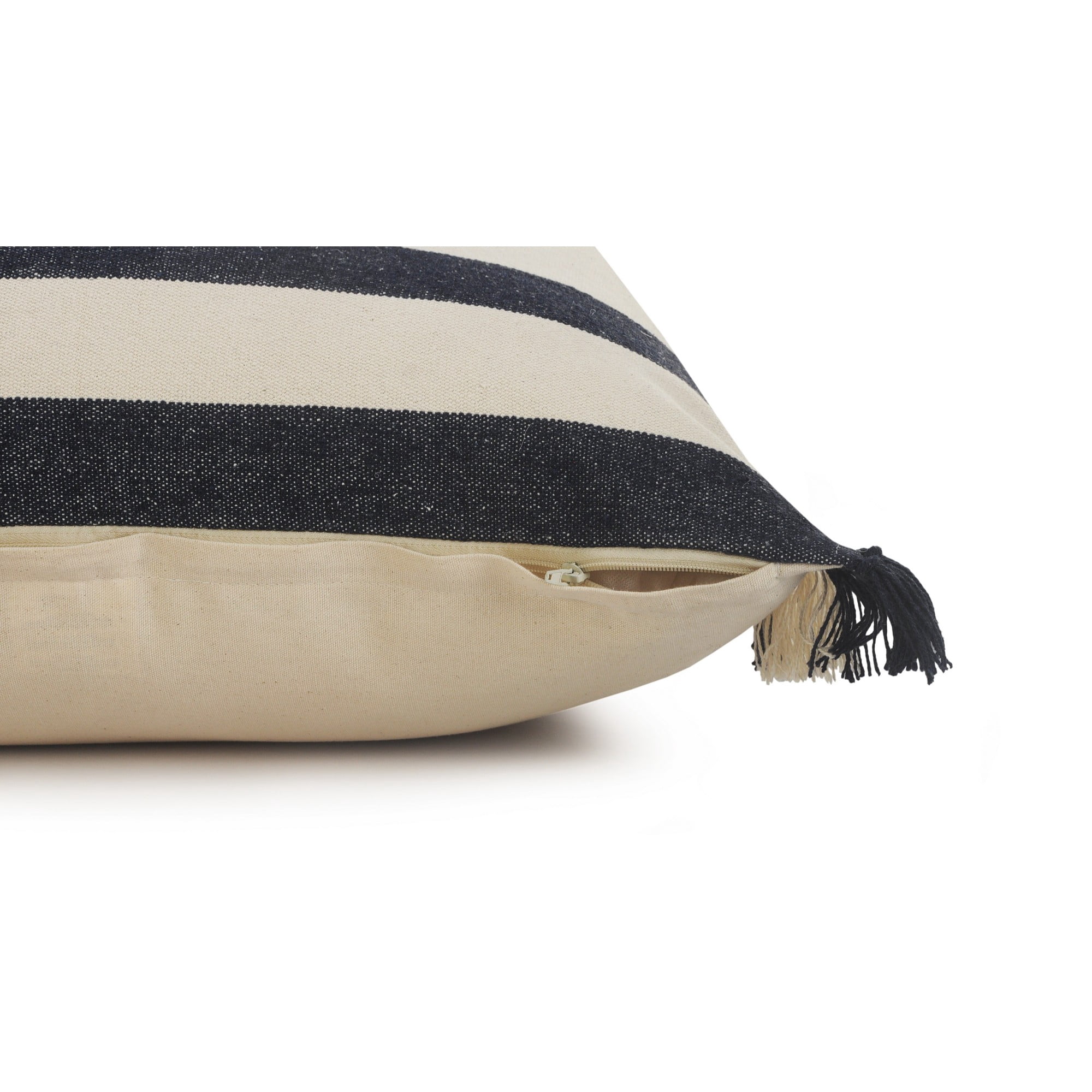 Harlow Hill Ensign Blue/White/Linen Striped Modern Cotton Polyfilled Throw Pillow Set of 2, 20" x 20"