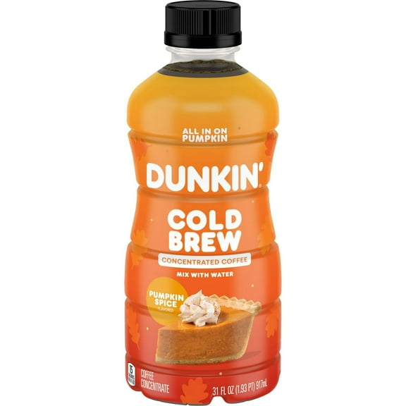 Dunkin’ Pumpkin Spice Artificially Flavored Cold Brew Concentrated Coffee, 31 Fl oz Bottle, Pack of 2