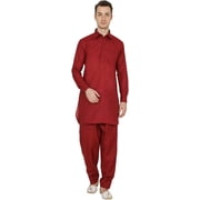 Royal Kurta Mens Cotton Pathani Kurta Pyjama Red