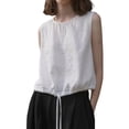 thumbnail image 3 of Women's Double Layer Sleeveless Cotton Linen Top Casual Layering, 3 of 5