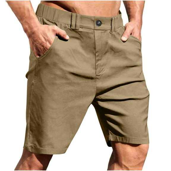 JUUYY Men's Casual Shorts Lightweight Golf Shorts for Men Elastic Waist Loose Fit Summer Breathable Outdoor Cargo Shorts with Pockets Khaki XL