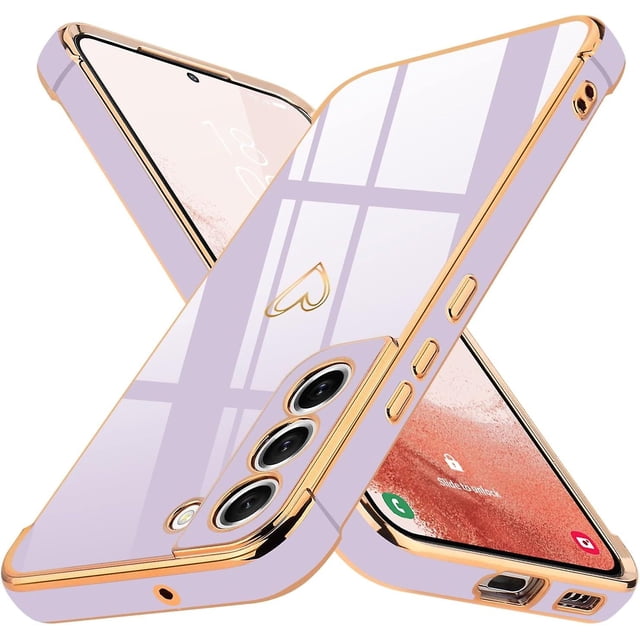 Funda CHAO para Samsung Galaxy S22 5G Púrpura Glitter Chapado En Oro TPU Antigolpes
