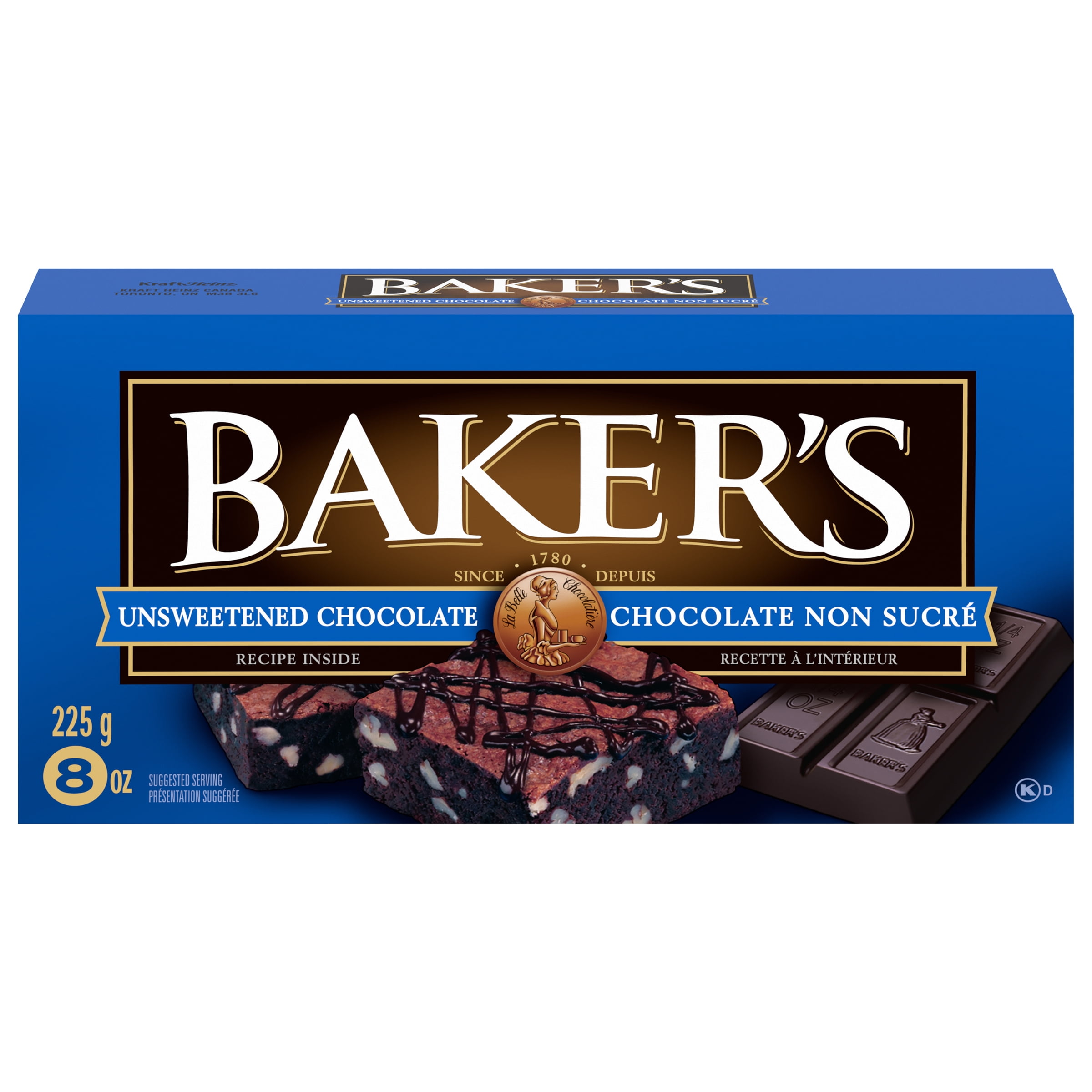 Baker's 100% Pure Unsweetened Chocolate Baking Bar, 225g