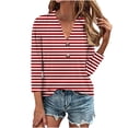 thumbnail image 3 of Inverlee Button Up Shirts Women Summer 3/4 Sleeve Tops Dressy Casual Plus Size Solid Color T Shirts Classic Holiday Tunic Blouse Clearance, 3 of 6