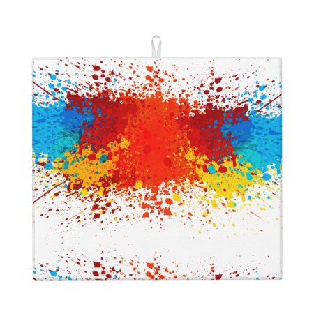 

Kitchen Drying Mat Colorful Splatter Paint Colorful Background Tableware Absorbent Pad For Kitchen Countertop (16 X18 )