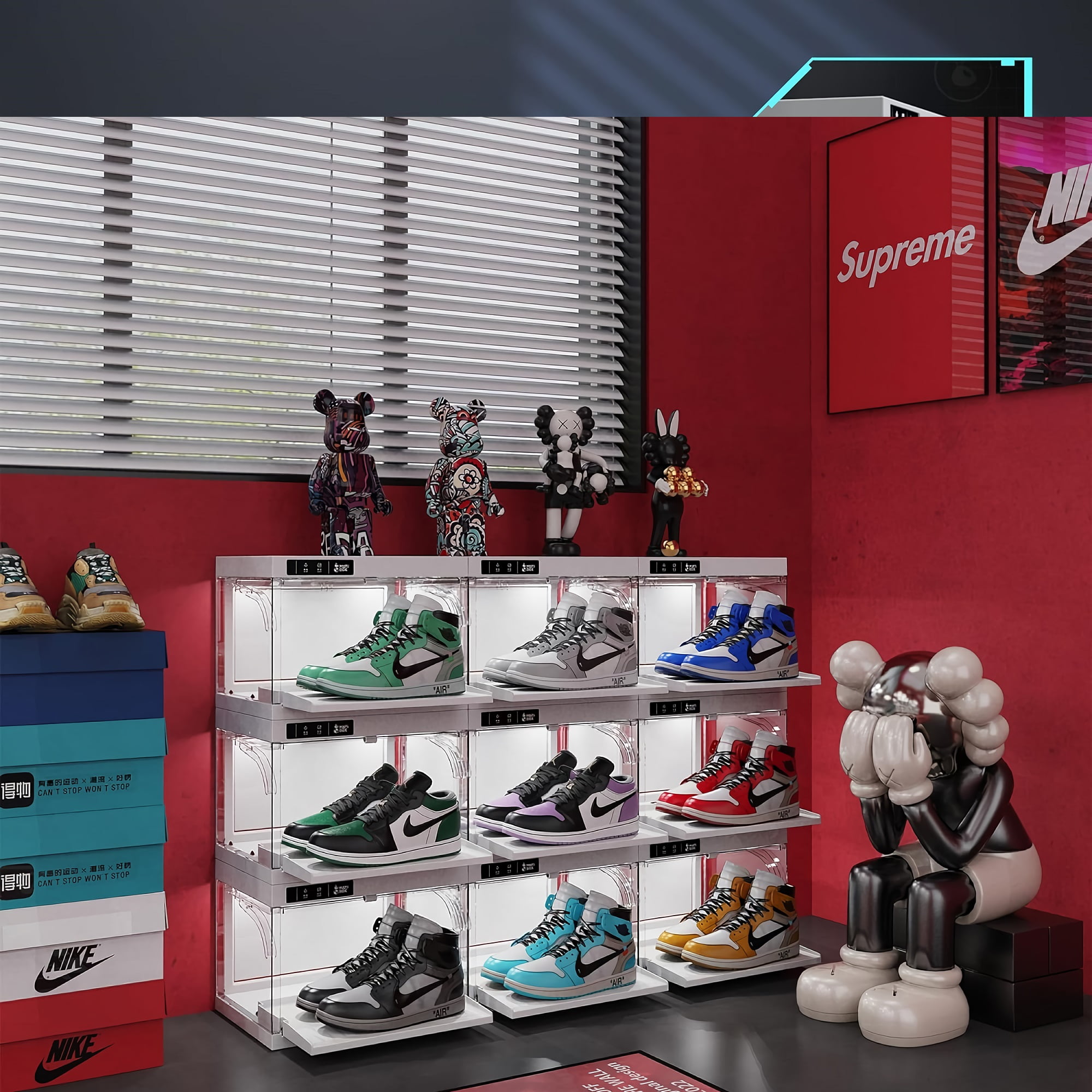 Floating Shelves Nike Shoe Rack Display Wooden Shelves Shoe