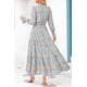 thumbnail image 2 of Vestido PRETTYGARDEN 2025 Floral Azul Blanco Maxi Manga Larga M, 2 of 5