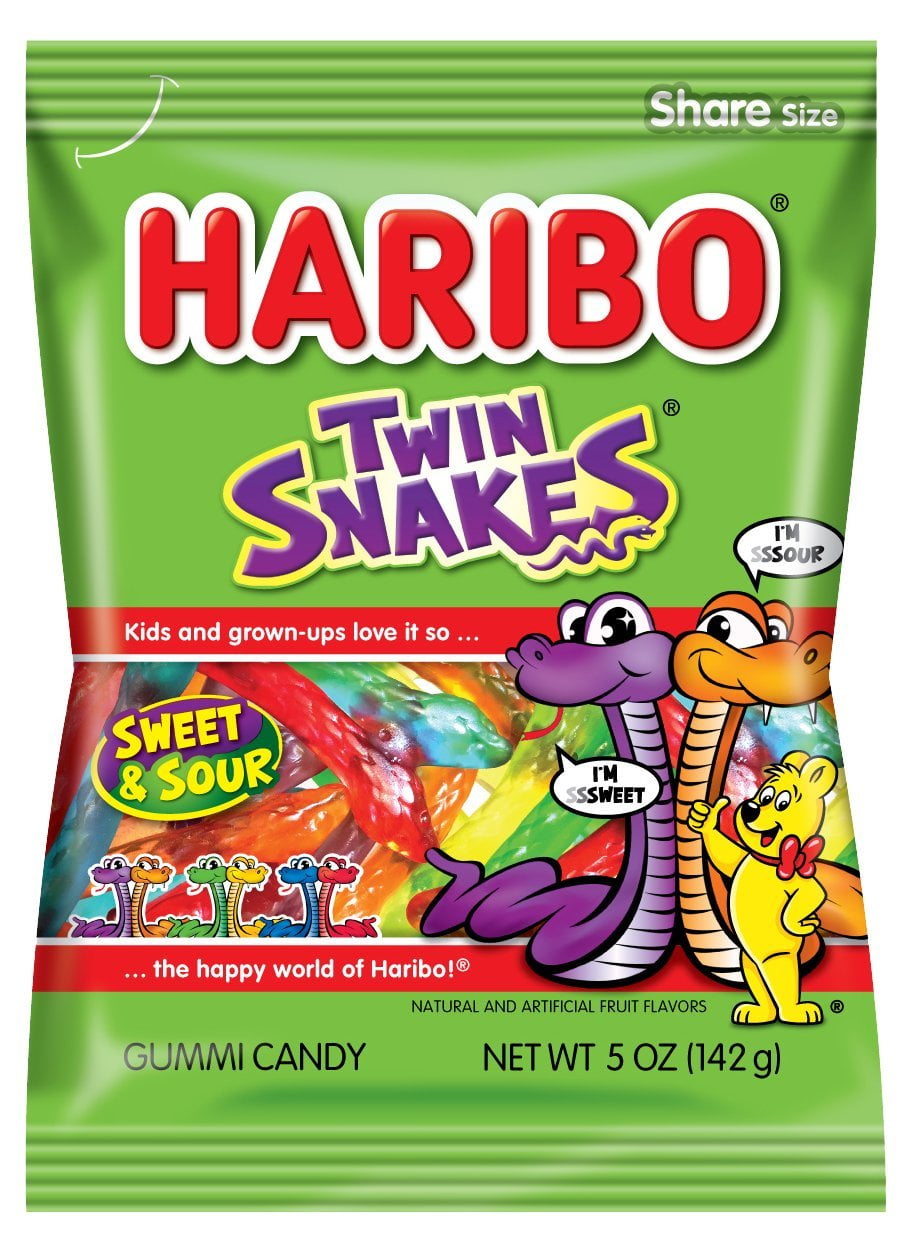 Gummi Candy, Twin Snakes Sweet & Sour, 5 Oz. Bag (Pack Of 12)