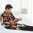 thumbnail image 6 of Lsque Red Mushrooms Pattern Long Sleeve Pajama Set for Men - Soft 2-Piece Sleepwear and Loungewear Set with Pockets, Comfy Nightwear-Medium, 6 of 7